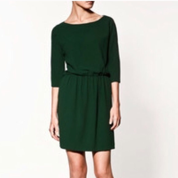 Zara Dresses & Skirts - Hunter Green Zara Dress with Cut Outs